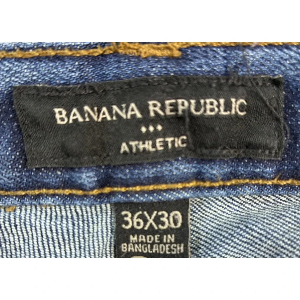 Banana Republic Athletic Fit Jeans Men's 36x29 Mid Rise Med Wash Denim Whiskered